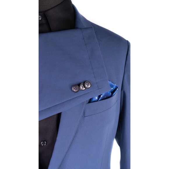 Sene Solid Blue Sport Blazer Unstructured Blazer Jacket Coat Taupe Size 44R EUC - Picture 6 of 13